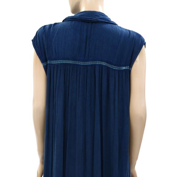 Free People Pretty Cozy Maxi Dress Buttondown Tiered Lace Embroidered S 283828 - Picture 9 of 10